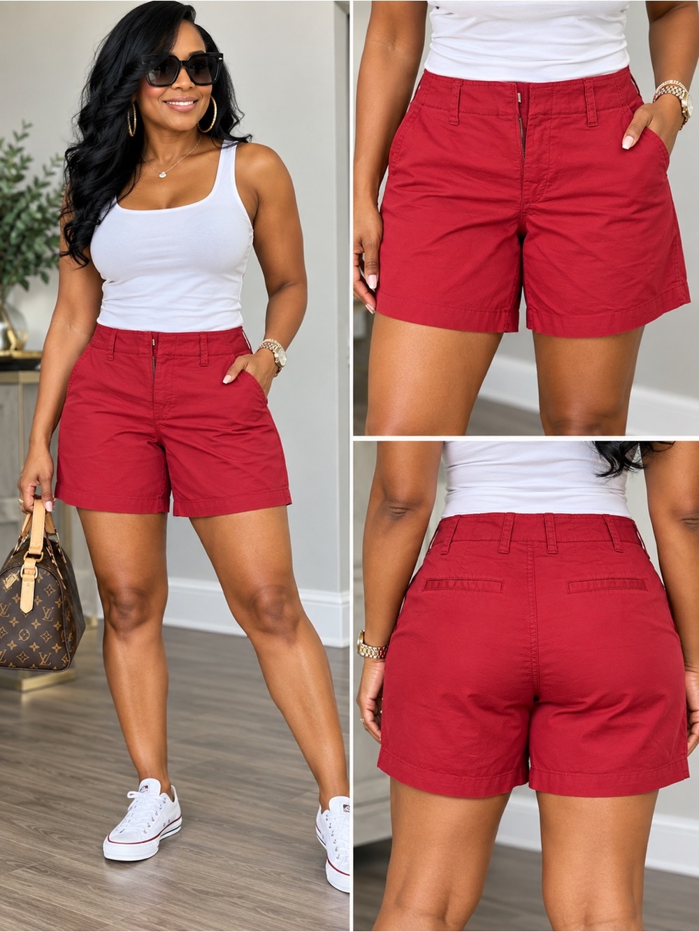 Women’s Red Casual Cotton Shorts by GAP Petite Size 4 NWT